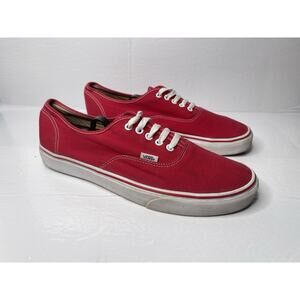Vans Off The Wall Sneakers Mens 12 Authentic Red Canvas Low Top Lace Skateboard